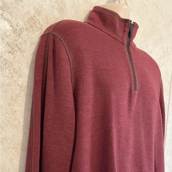 Eddie Bauer Mens Collared 1/4 Front Zip Long Sleeve Maroon Thermal Size Large - Picture 5 of 13